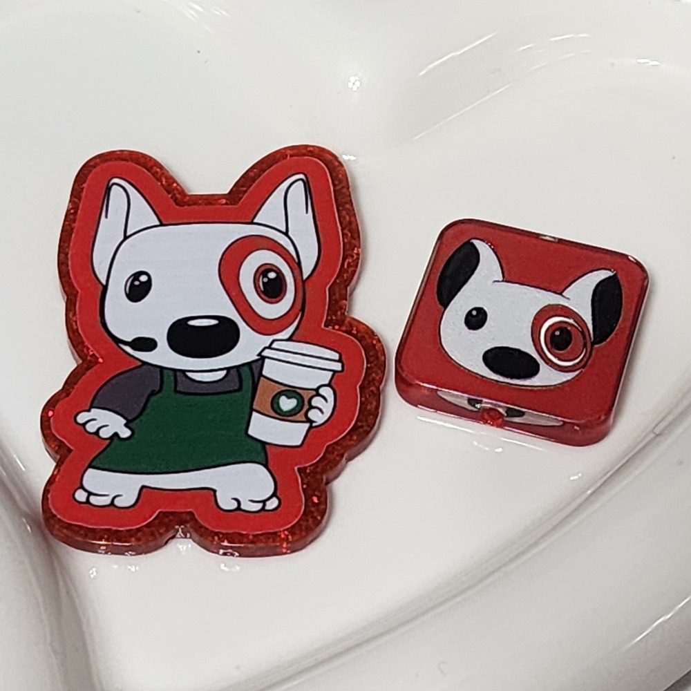 Red Dog Flatback Focal Bead Beaded Pen Badge Keychain Jewelry Acrylic Bag Charm